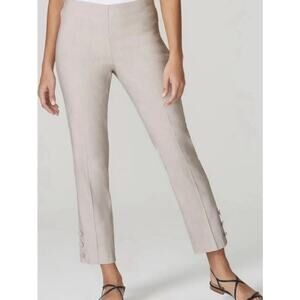 J JILL Stretch Trouser Crop Pants Linen Viscose L Tall Gray Career Minimalist